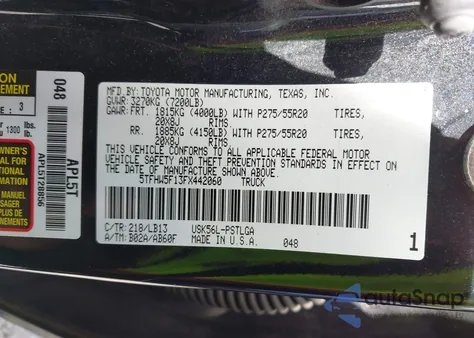 2015 Toyota Tundra Limited 5.7L V8 z USA, uszkodzony, nr VIN 5TFHW5F13FX442060